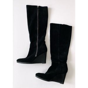 FRANCO SARTO 6.5 Black Suede Wedge Boots